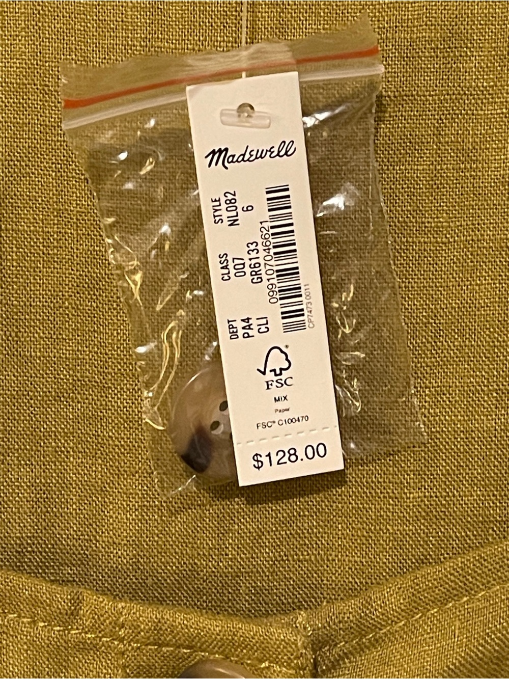 NWT Madewell Mustard Linen Blend Button Front Midi Dress 6 - Picture 13 of 14
